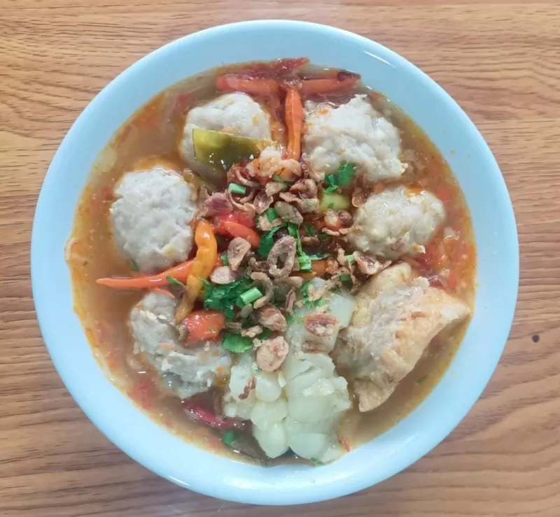 Bakso ori kuah pedas